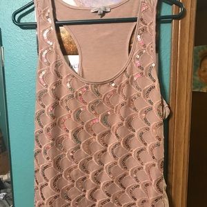 Tan sequin tank top